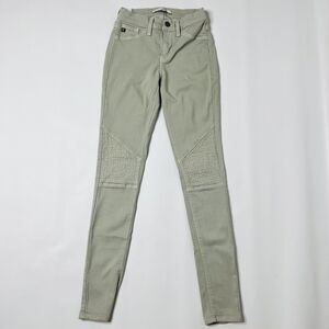 KanCan Moto Jeans Women's Size 24x29 Skinny, Sage Green, Low Rise